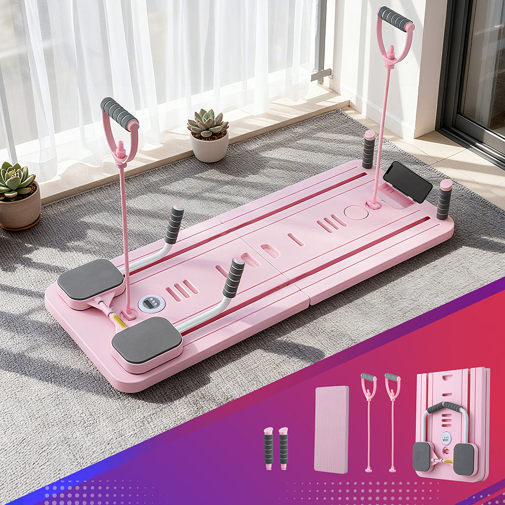 Pilates Reformer Abdominal Exercise Board Push Up Set Fitness Pink