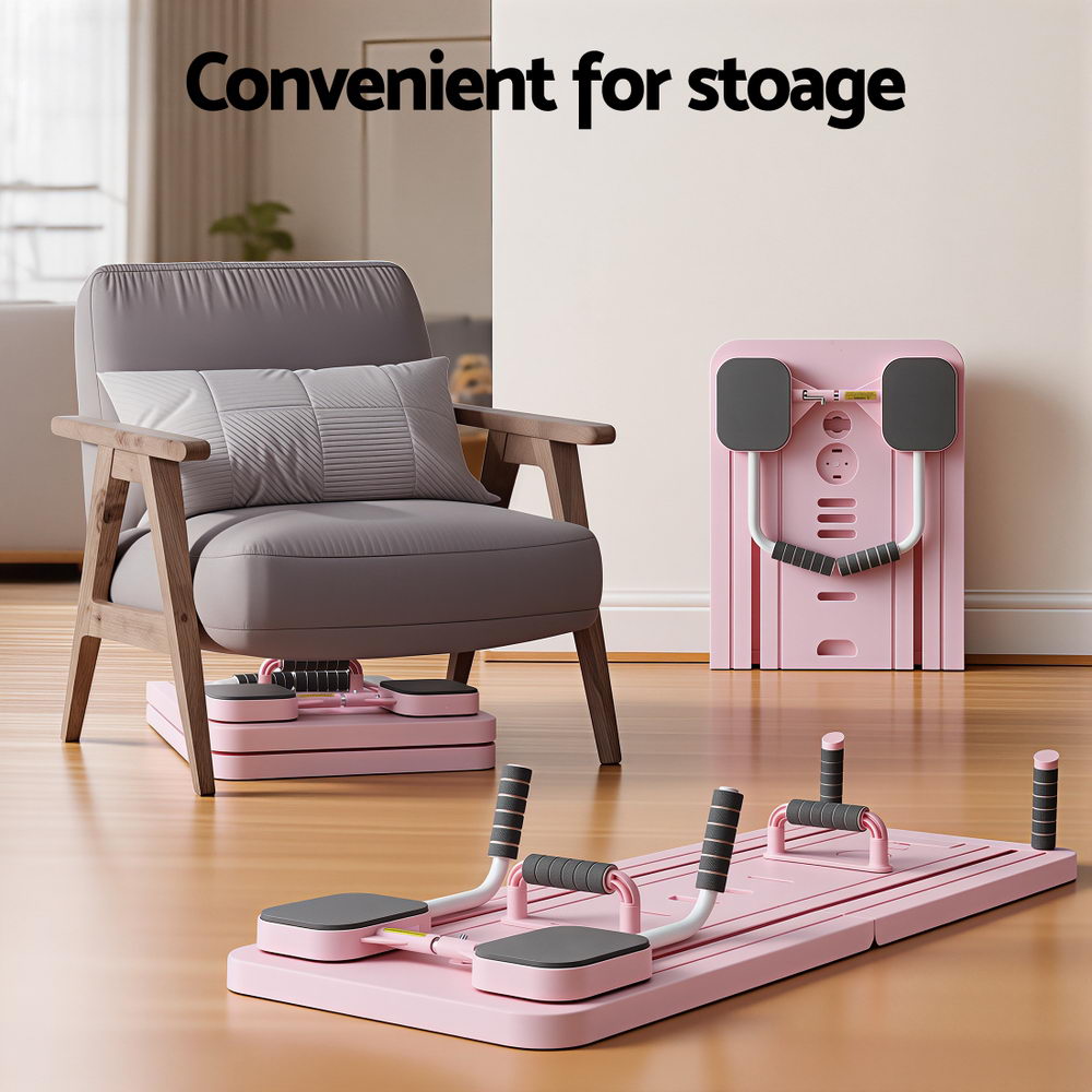 Pilates Reformer Abdominal Exercise Board Push Up Set Fitness Pink