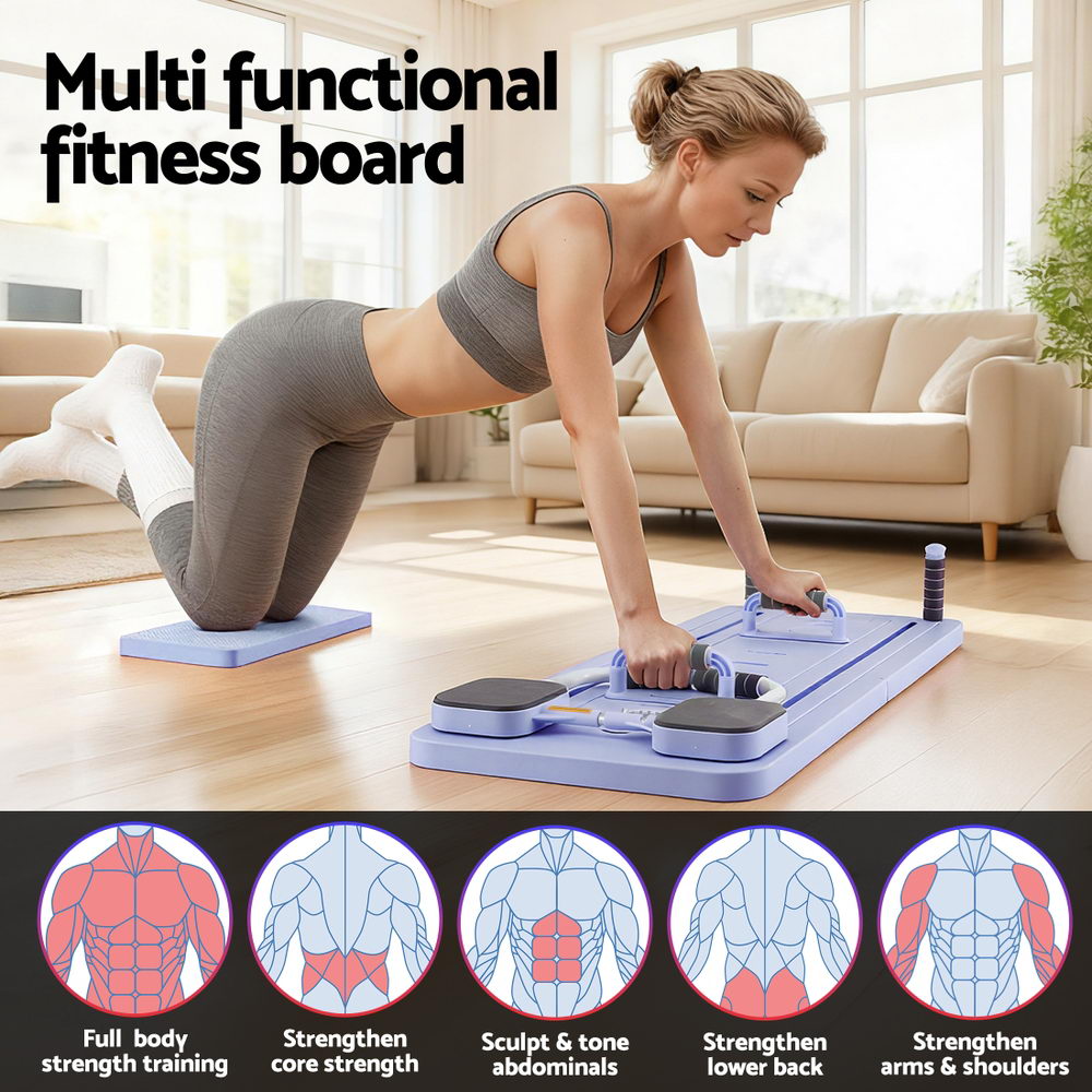 Pilates Reformer Abdominal Exercise Board Push Up Set Fitness Purple