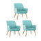 3x Armchair Lounge Sofa Chair Fabric Blue