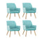 4x Armchair Lounge Sofa Chair Fabric Blue