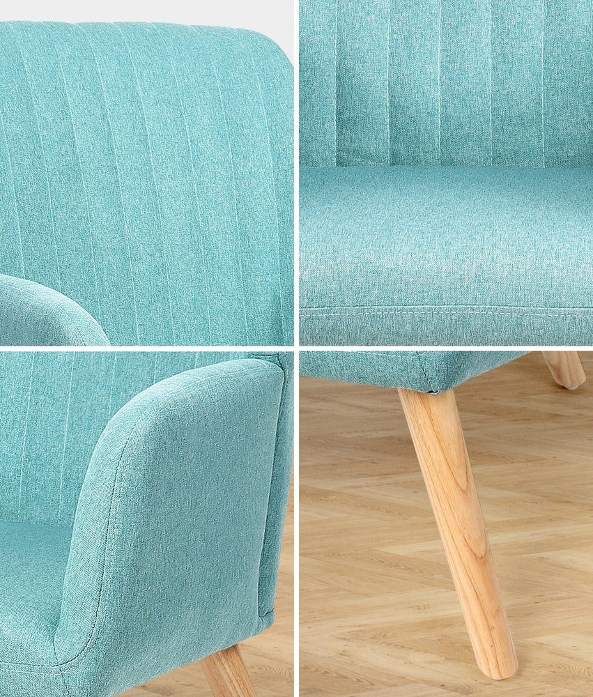4x Armchair Lounge Sofa Chair Fabric Blue