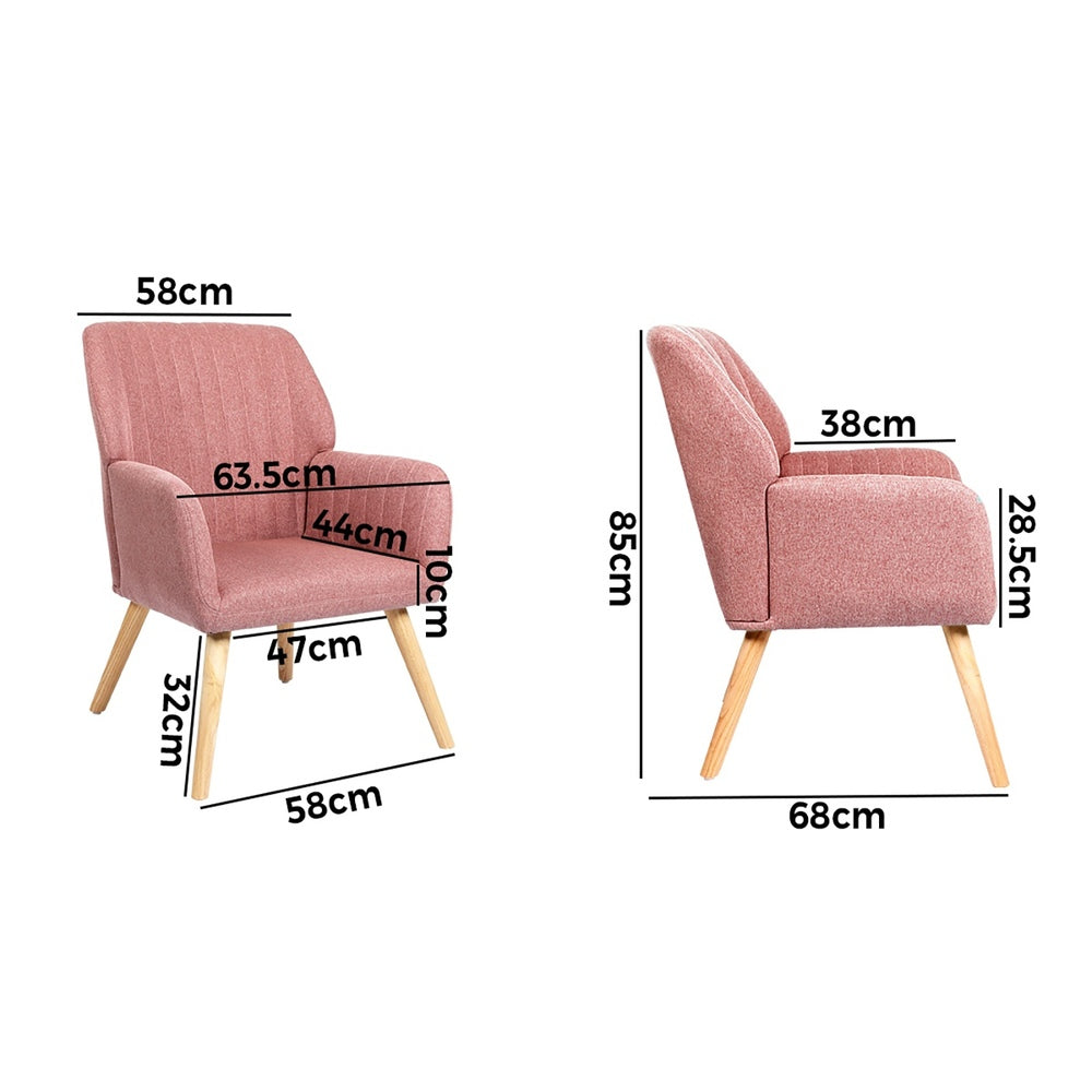Armchair Lounge Sofa Chair Fabric Couches Pink