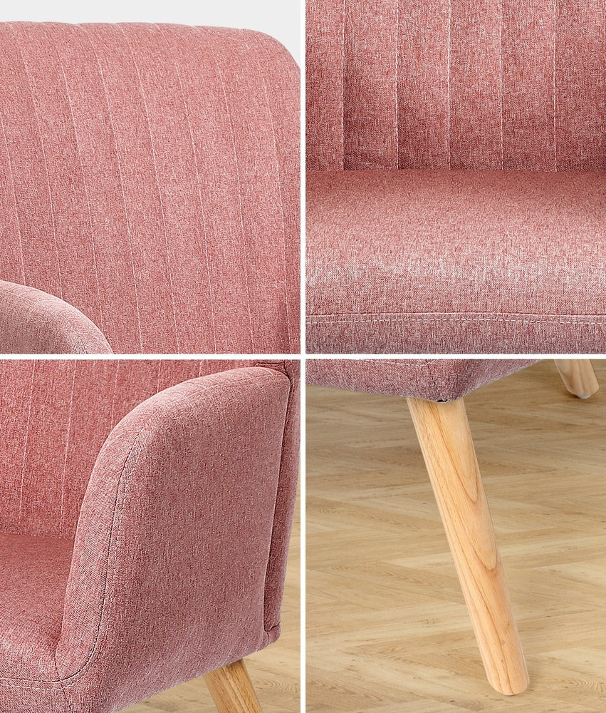 Armchair Lounge Sofa Chair Fabric Couches Pink