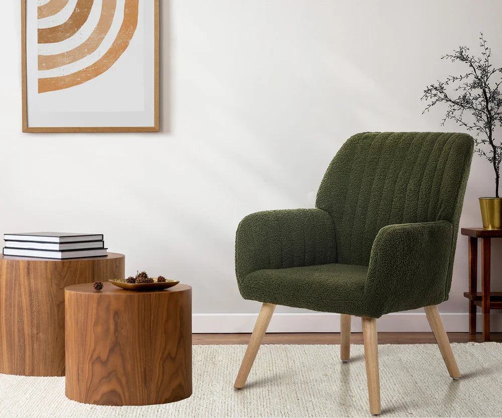 Armchair Lounge Sofa Chair Sherpa Accent Couch Green