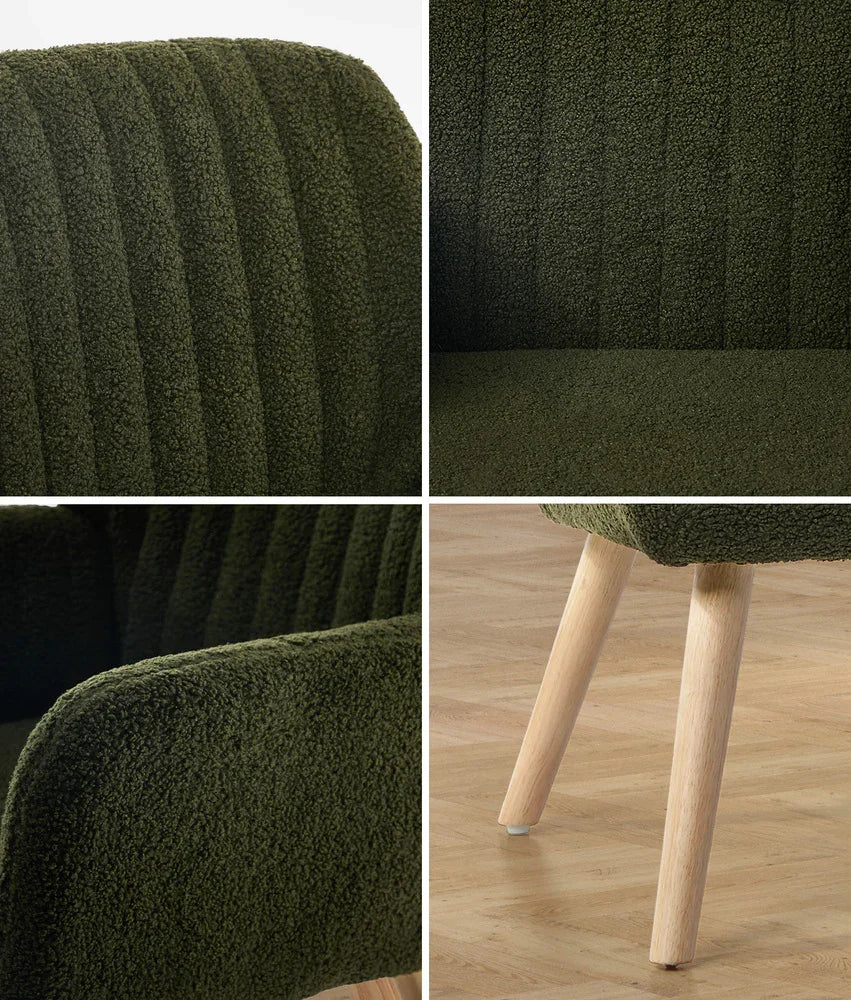 Armchair Lounge Sofa Chair Sherpa Accent Couch Green