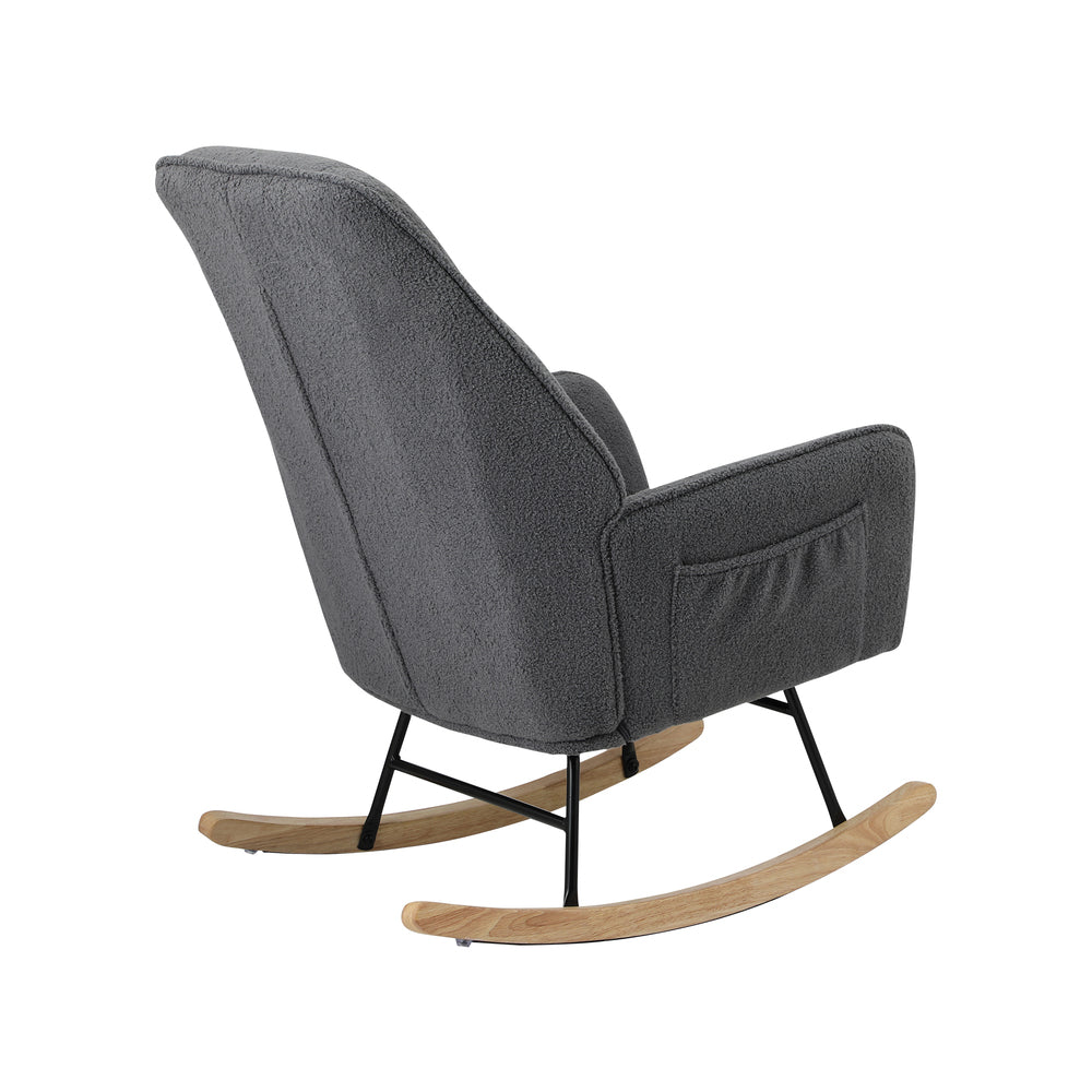 Rocking Chair Armchair Sherpa Accent Upholstered Grey