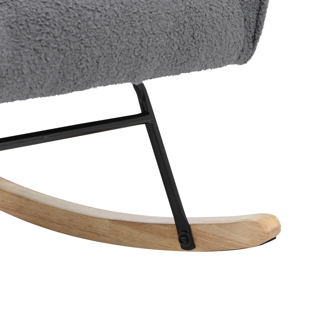 Rocking Chair Armchair Sherpa Accent Upholstered Grey