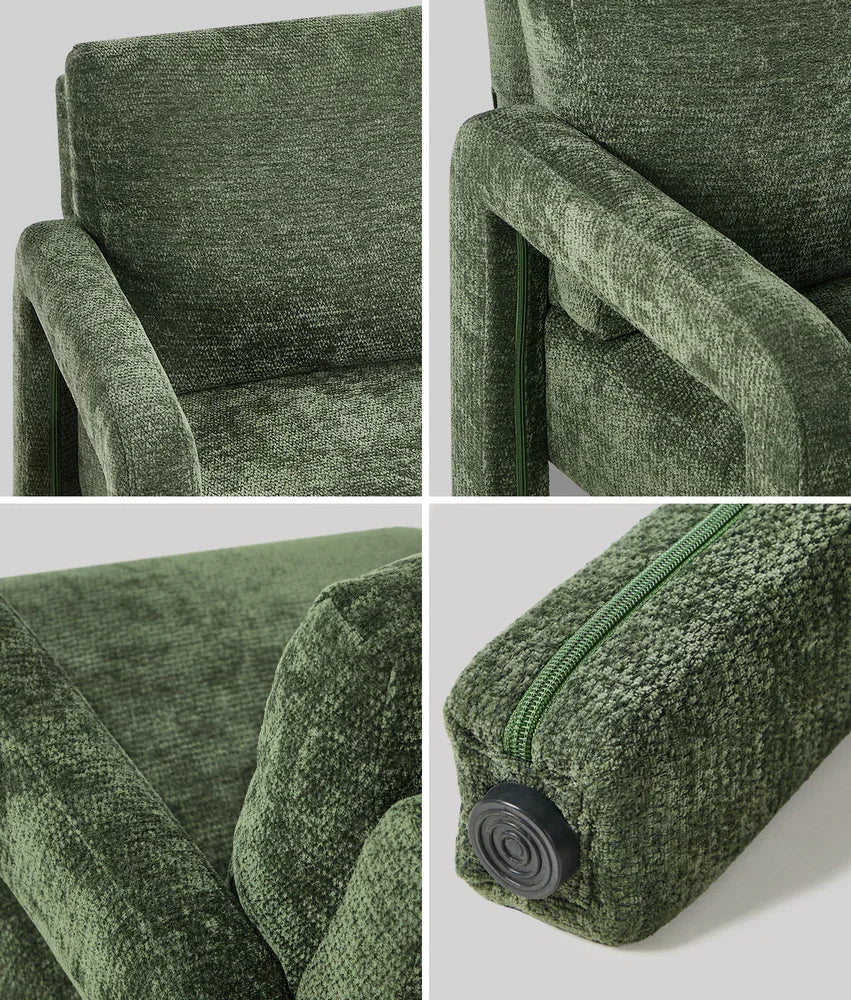 2x Armchair Velvet Accent Chairs 1 Seater Lounge Sofa Green