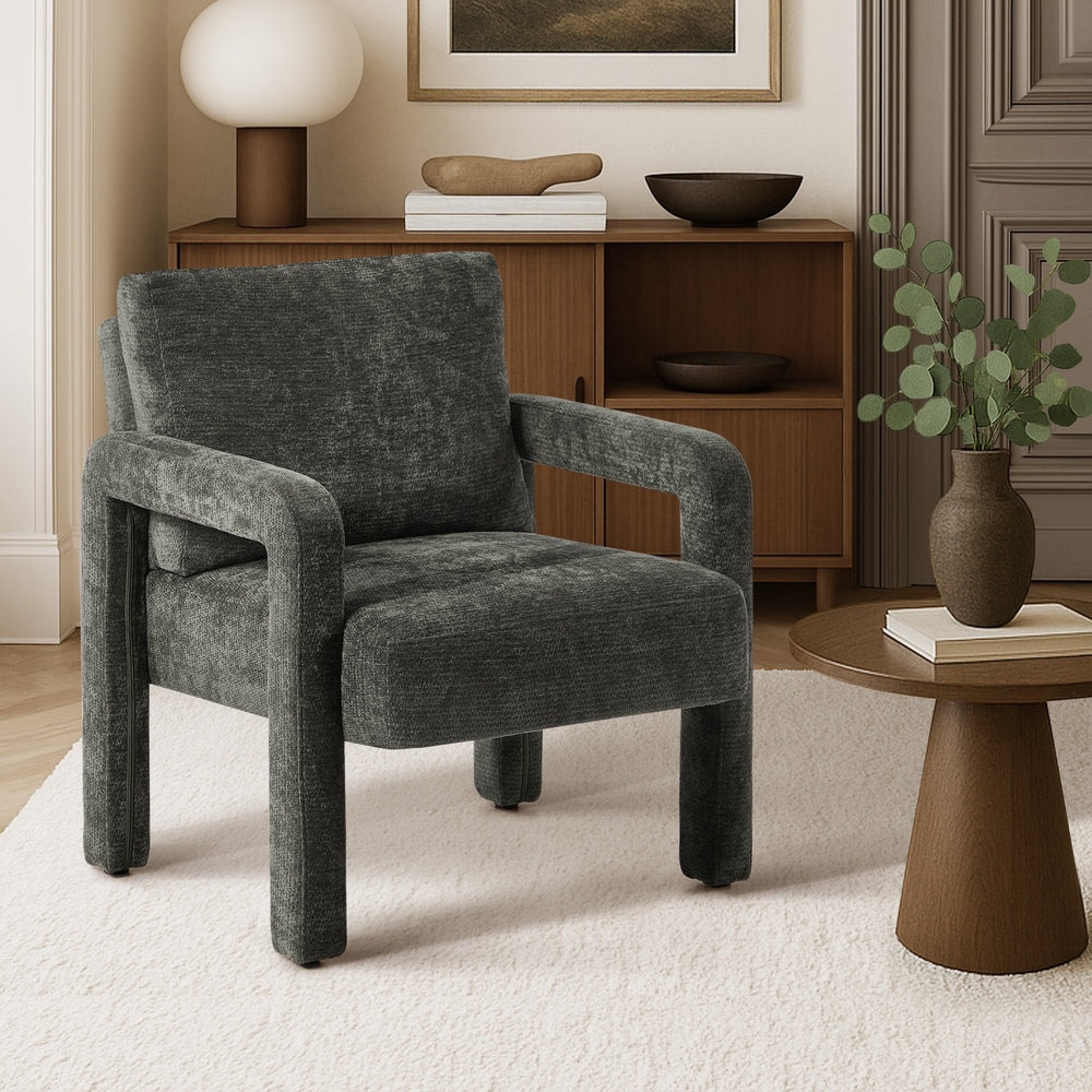 Armchair Velvet Accent Chairs 1 Seater Lounge Sofa Chair Grey
