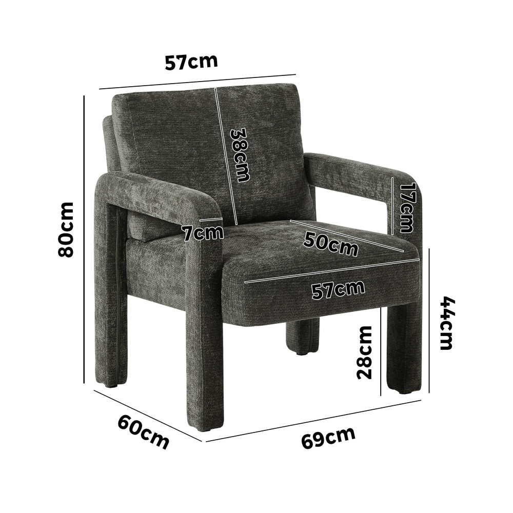 Armchair Velvet Accent Chairs 1 Seater Lounge Sofa Chair Grey