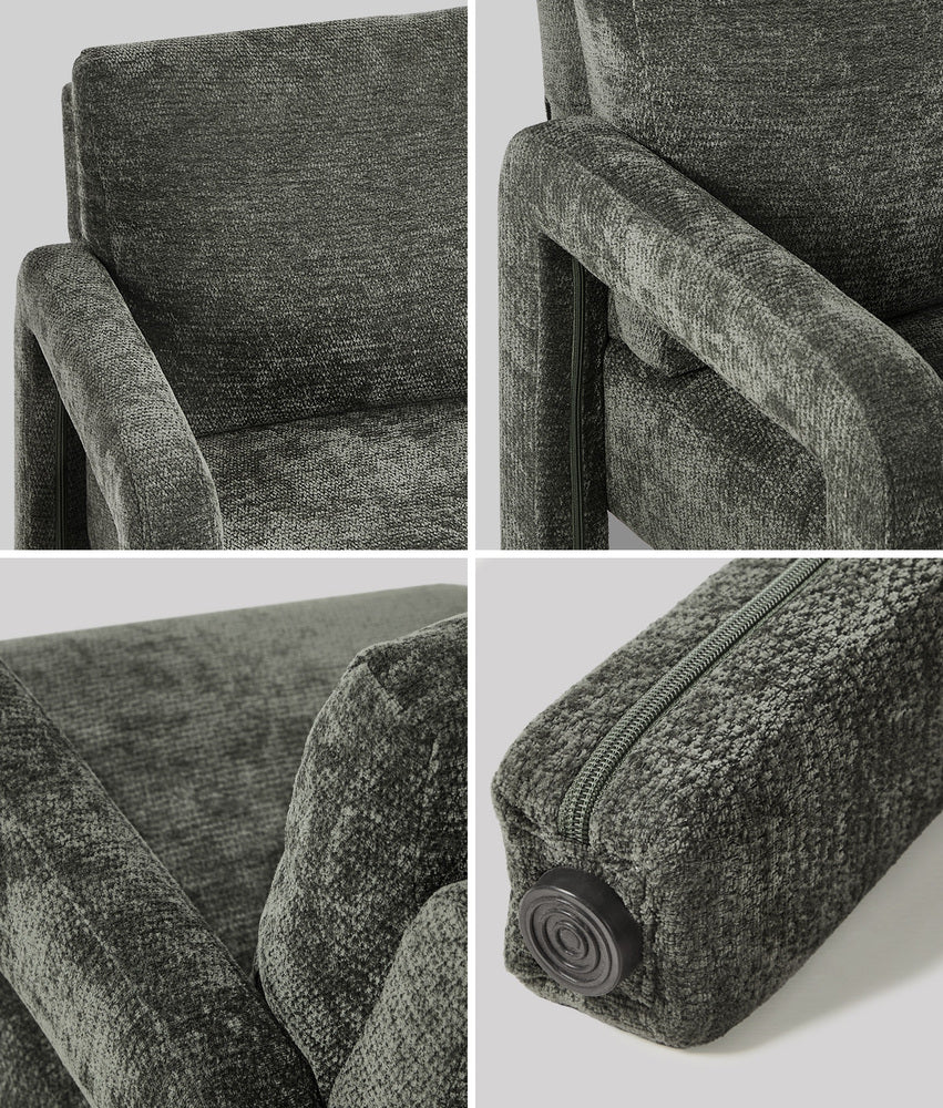 Armchair Velvet Accent Chairs 1 Seater Lounge Sofa Chair Grey