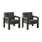 2x Armchair Velvet Accent Chairs 1 Seater Lounge Sofa Grey