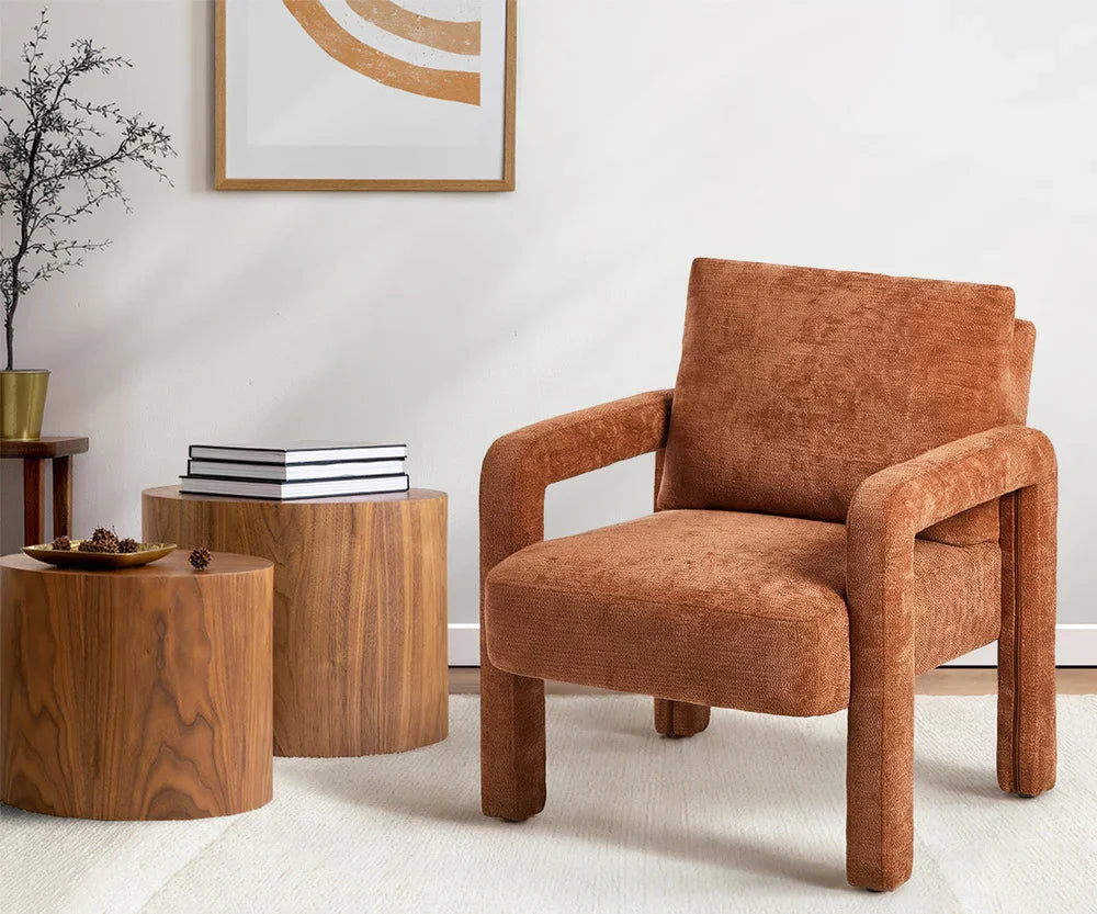 2x Armchair Velvet  Chairs 1 Seater Lounge Sofa Chair Orange