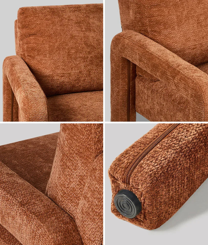 2x Armchair Velvet  Chairs 1 Seater Lounge Sofa Chair Orange
