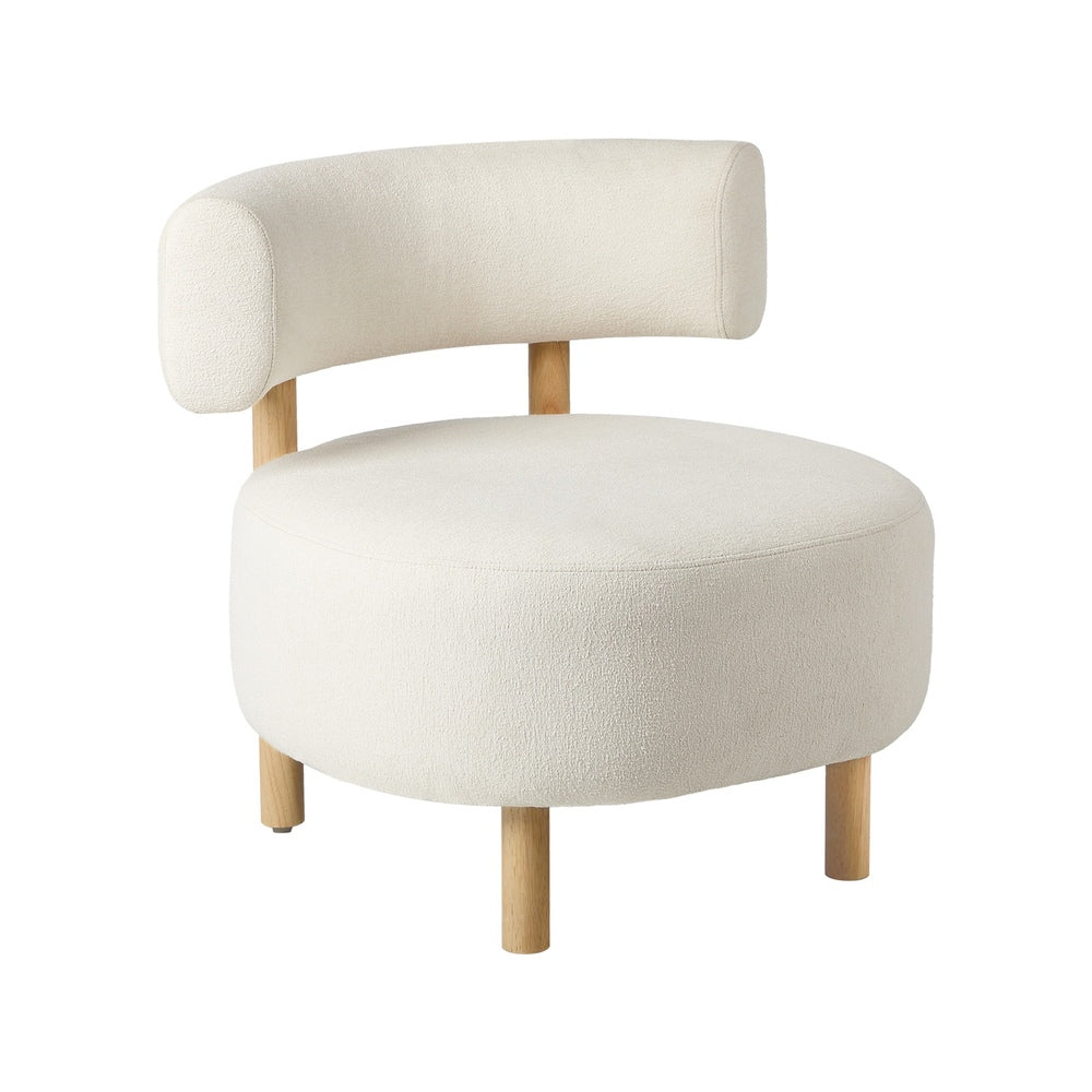 Wooden Armchair Lounge Chair Linen Fabric Accent Beige