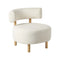 Faux Linen Accent Armchairs with Rubberwood Legs – Beige