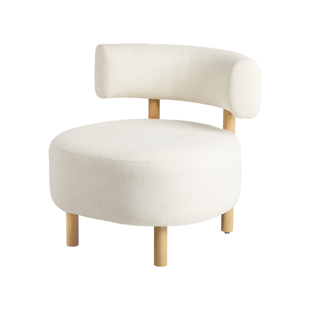 Wooden Armchair Lounge Chair Linen Fabric Accent Beige