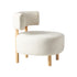 Wooden Armchair Lounge Chair Linen Fabric Accent Beige