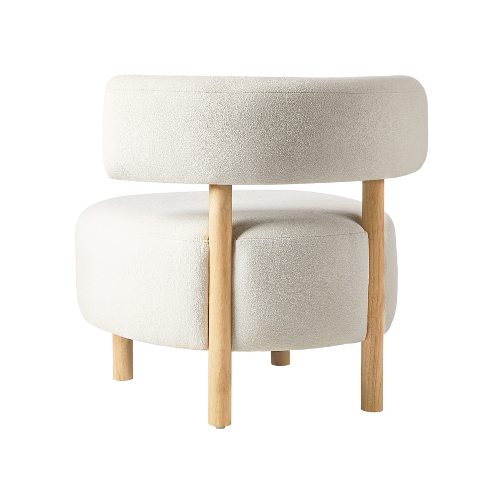 Wooden Armchair Lounge Chair Linen Fabric Accent Beige