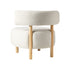 Wooden Armchair Lounge Chair Linen Fabric Accent Beige