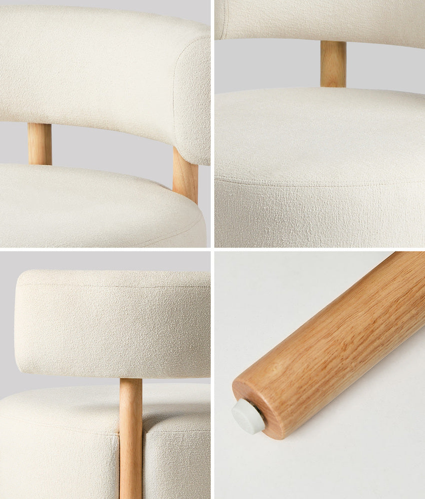 Wooden Armchair Lounge Chair Linen Fabric Accent Beige