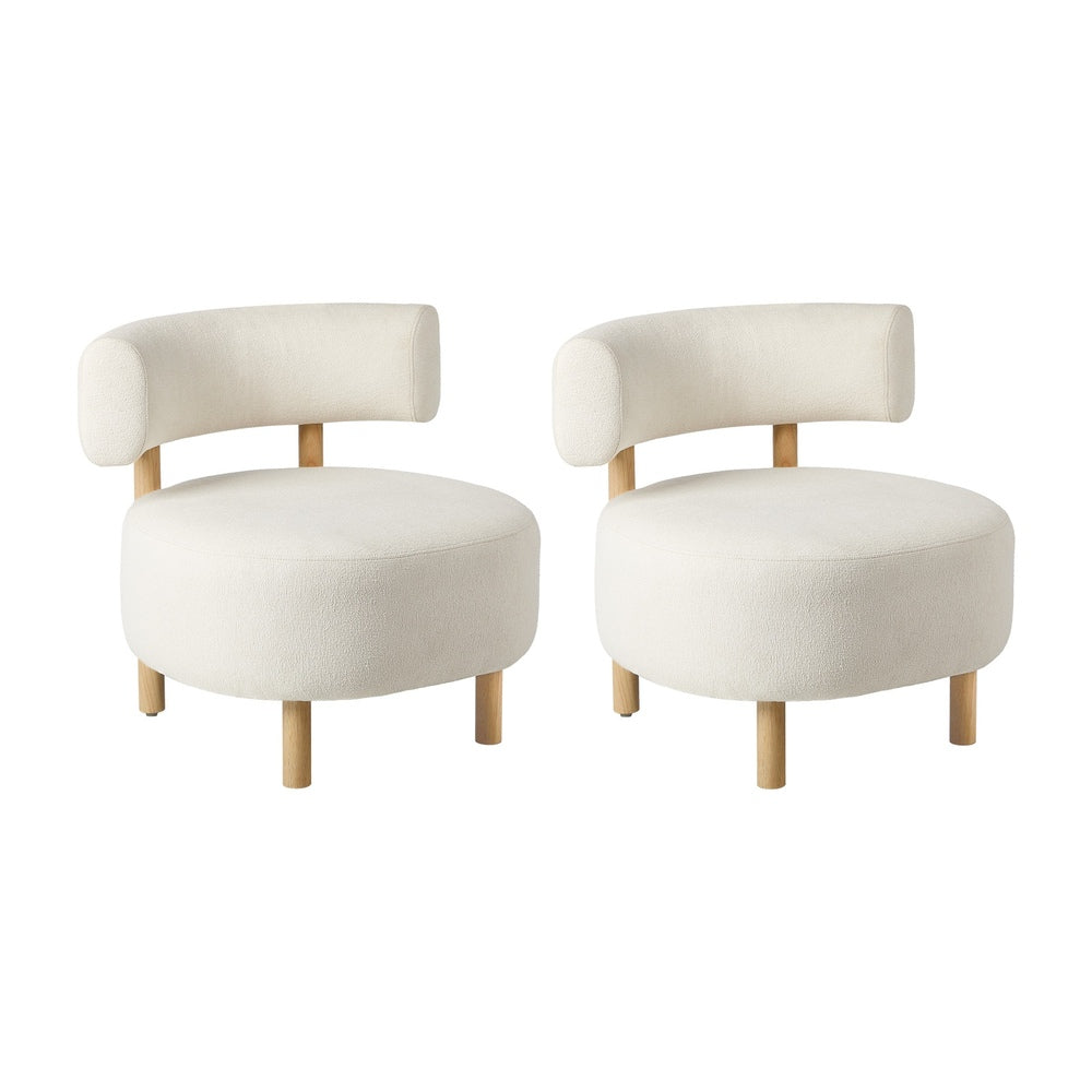 2x Wooden Armchair Chair Linen Fabric Accent Armchairs Beige