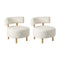 2x Wooden Armchair Chair Linen Fabric Accent Armchairs Beige
