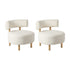 2x Wooden Armchair Chair Linen Fabric Accent Armchairs Beige