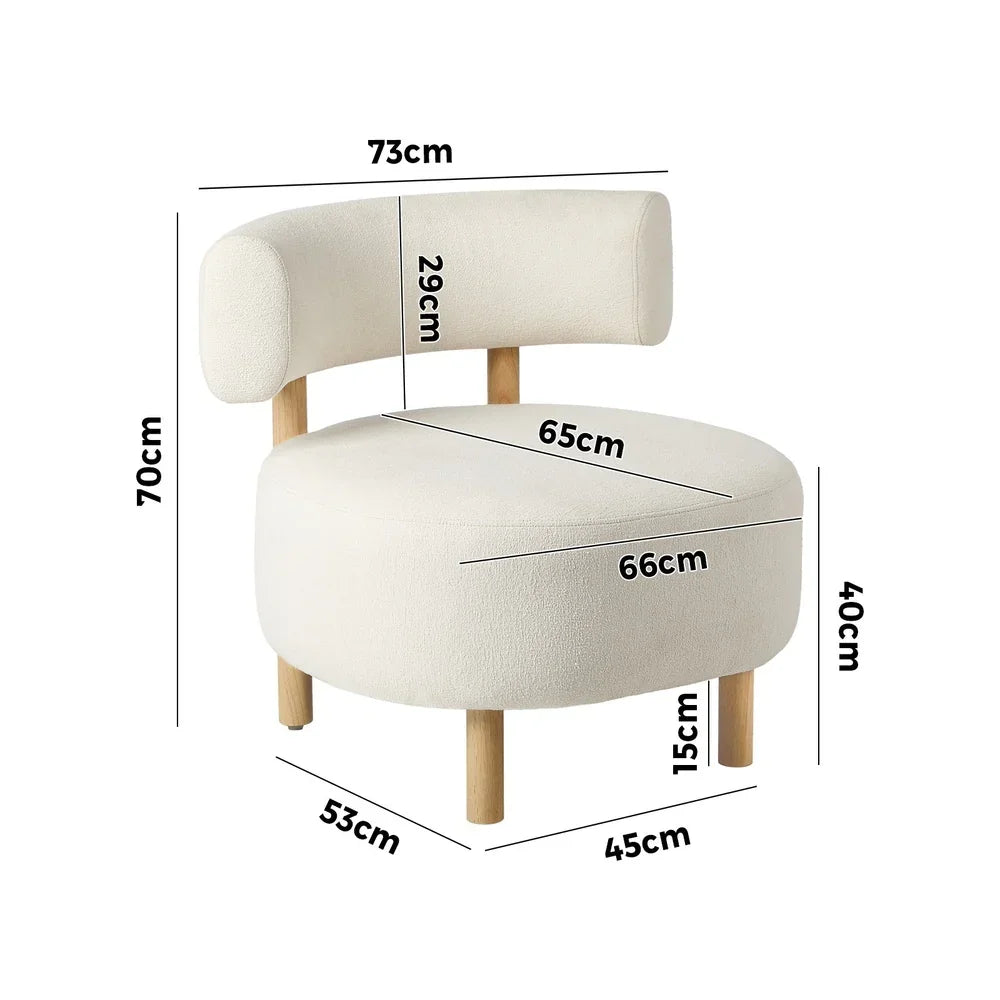 Faux Linen Accent Armchairs with Rubberwood Legs – Beige
