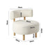 Faux Linen Accent Armchairs with Rubberwood Legs – Beige