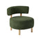 Faux Linen Accent Armchairs with Rubberwood Legs – Green