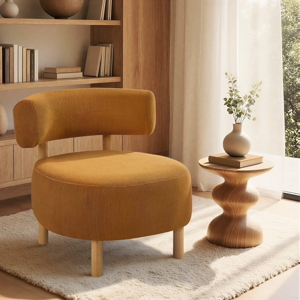 Wooden Armchair Lounge Chair Velvet Accent Armchairs Orange