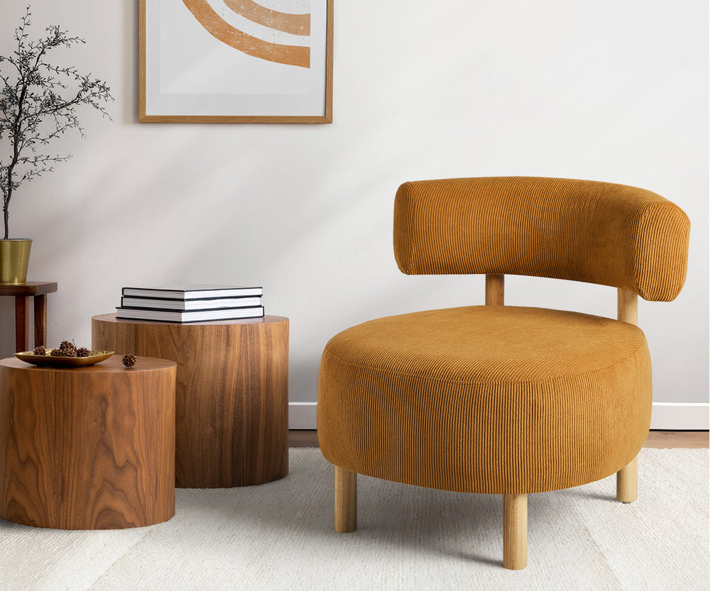 Wooden Armchair Lounge Chair Velvet Accent Armchairs Orange