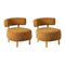 2x Wooden Armchair Lounge Chair Velvet Accent Armchair Orange