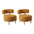 2x Wooden Armchair Lounge Chair Velvet Accent Armchair Orange
