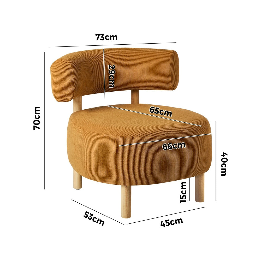 2x Wooden Armchair Lounge Chair Velvet Accent Armchair Orange