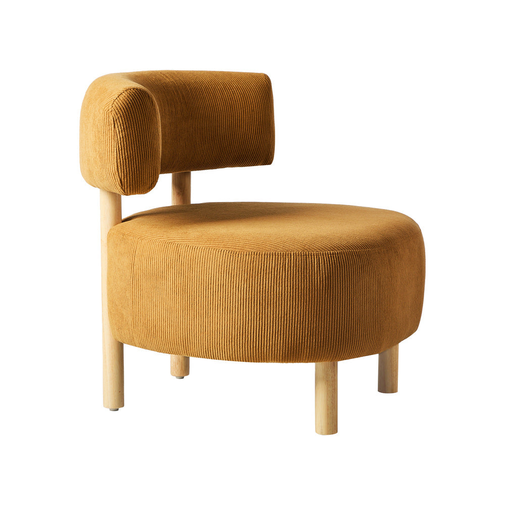 2x Wooden Armchair Lounge Chair Velvet Accent Armchair Orange