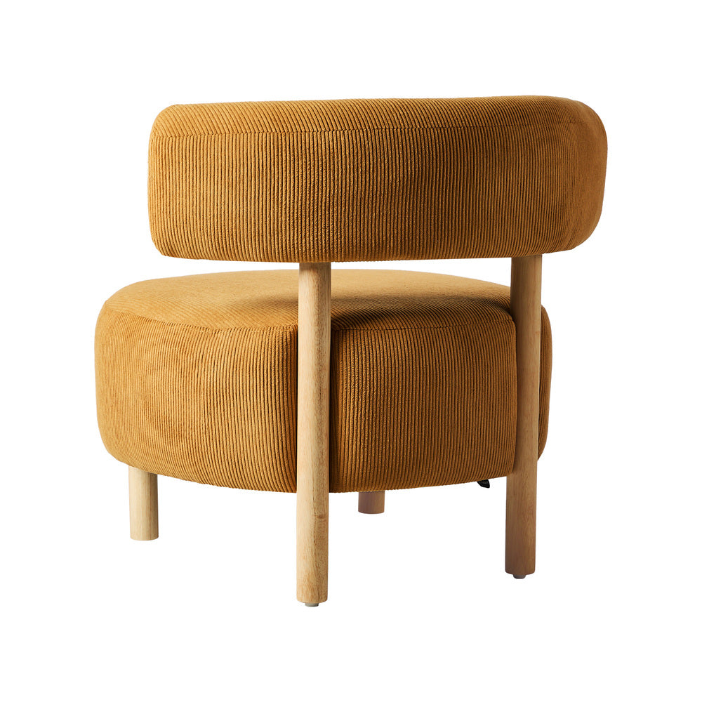 2x Wooden Armchair Lounge Chair Velvet Accent Armchair Orange