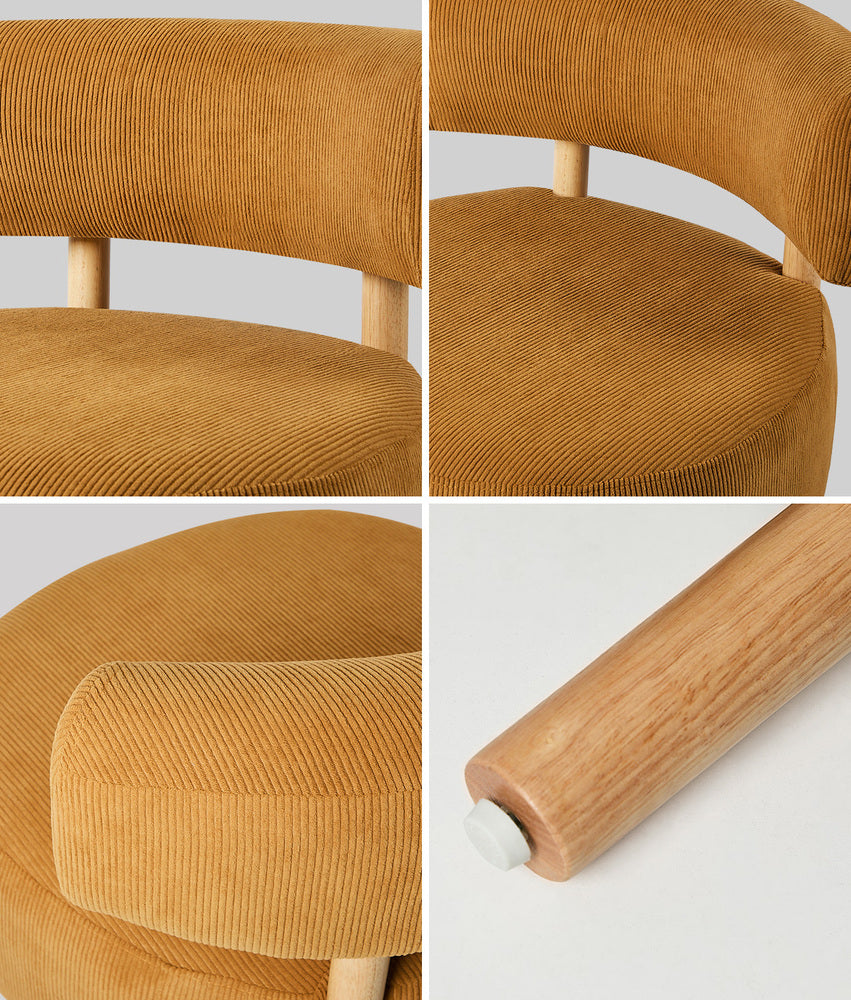 2x Wooden Armchair Lounge Chair Velvet Accent Armchair Orange