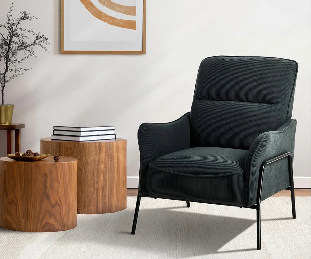 Armchair Velvet Fabric Lounge Chair Accent Chair Grey