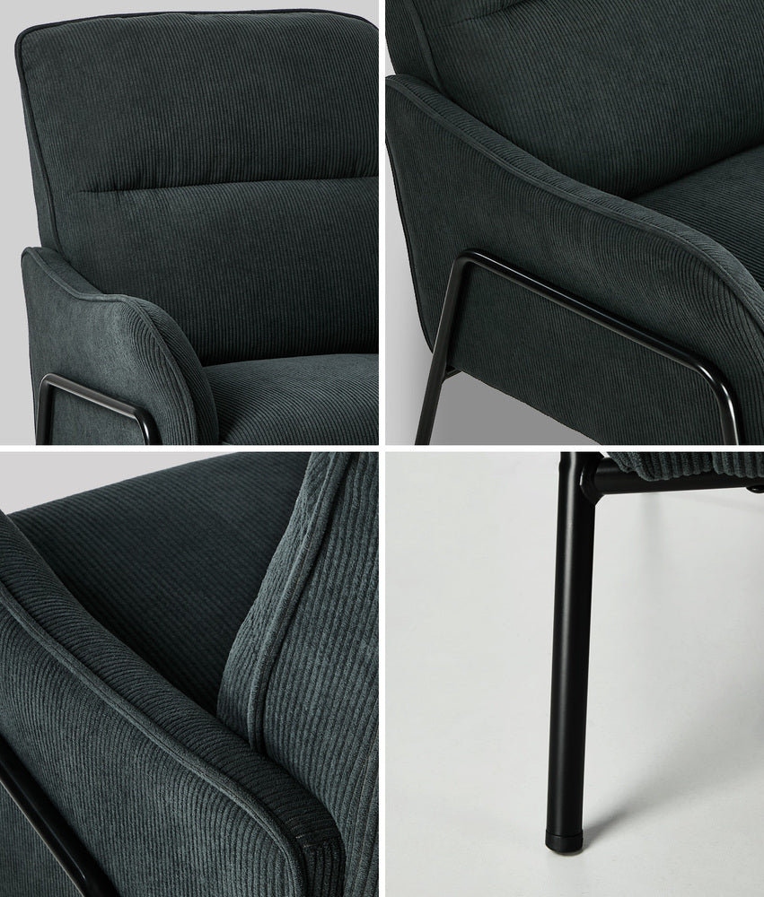2x Armchair, Chenille Fabric Lounge Chair, Accent Chair Seating, Grey Colour
