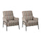 2x Armchair Chenille Fabric Lounge Chair Accent Chair Brown