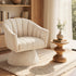 Oikiture Swivel Armchair Linen Fabric Beige