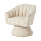 Oikiture Swivel Armchair Linen Fabric Beige