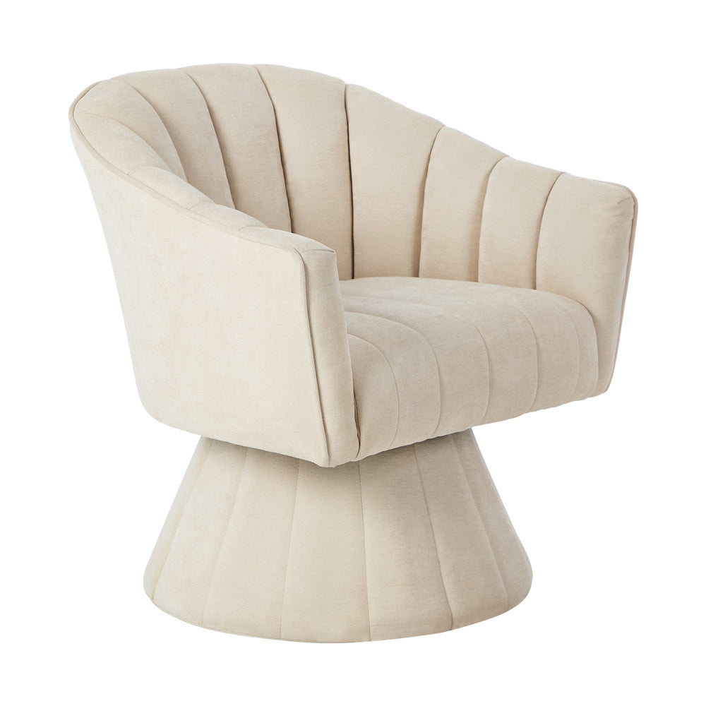 Oikiture Swivel Armchair Linen Fabric Beige