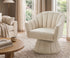 Oikiture Swivel Armchair Linen Fabric Beige