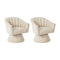 Oikiture 2x Swivel Armchair Linen Fabric Beige