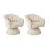 Oikiture 2x Swivel Armchair Linen Fabric Beige