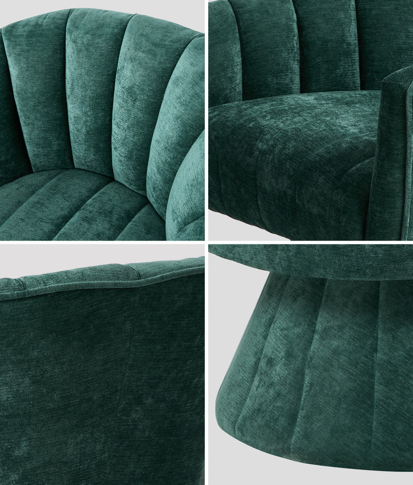Swivel Armchair Linen Fabric Lounge Chair Accent Chair Green
